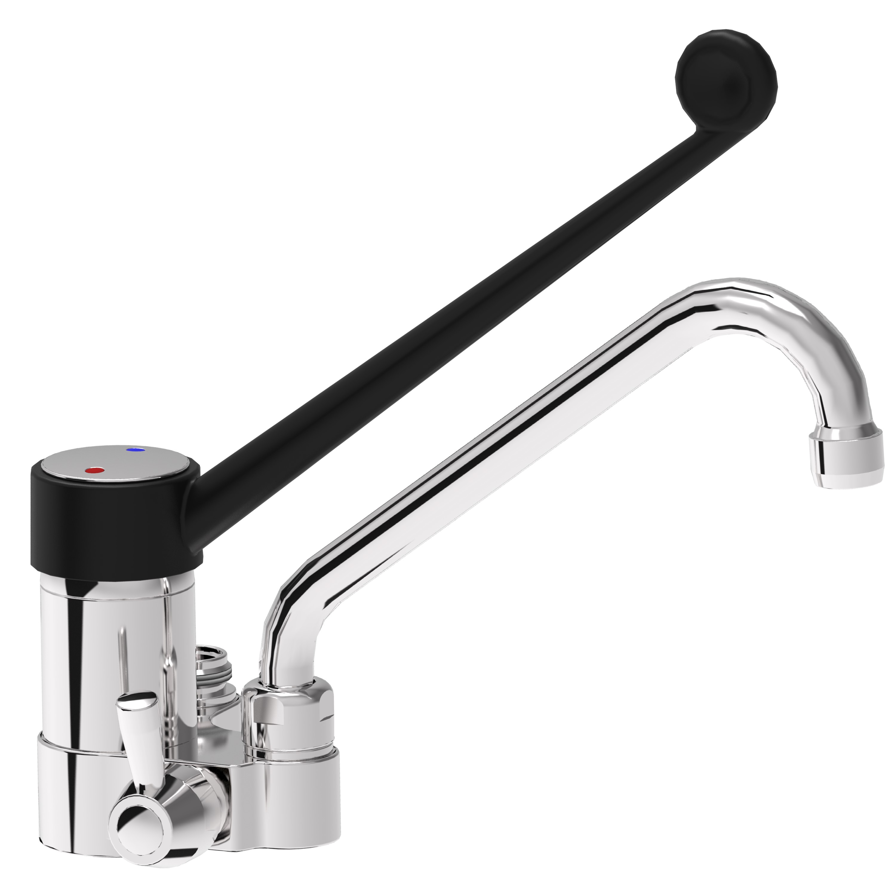 Turn monoblock long lever mixer tap with attachment to shower units	